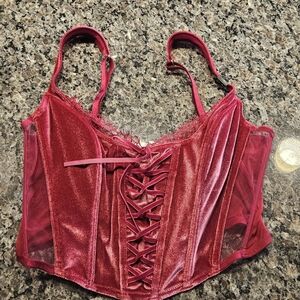 Victoria's Secret NWT  Angels Un-Padded Pink Velvet Corset M